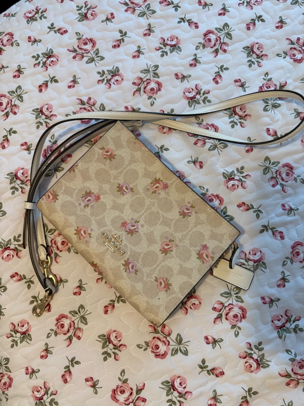 Coach Floral Signature Crossbody Bag in Chalk Pink